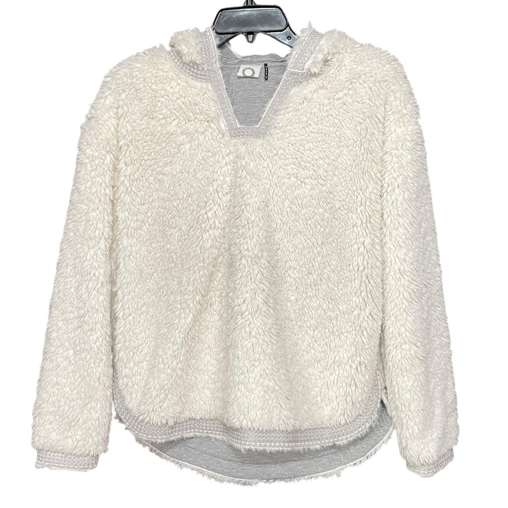 Anthropologie Akemi + Kin Cozy White Teddy Sherpa Hoodie Sweatshirt Size XS